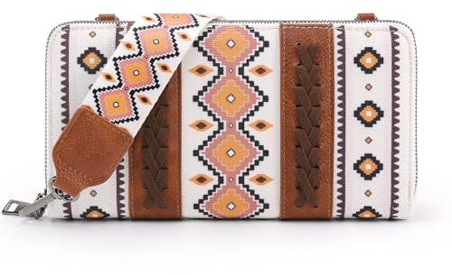 Lonya Geldbörse Damen Groß Viele Fächer Langformat Portemonnaie Reißverschluss Handy Crossbag Tasche