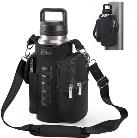 icolor Magnetic Gym Bag Water Bottle Carrier Holder with Strap & Phone Pockets, Φ3.9 Gym Magnetic Bag 5 Built-in Magnets Gym Accessories Organizer Sling Small Gym Bag Pouch for Men Women