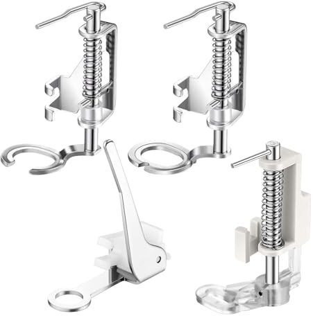 4 Pcs Free Motion Foot for Sewing Machine,Metal Hand Sew Quilting Presser Embroidery Walking Feet Darning Machines Accessories Kit,Piping Stitch Foot Large Attachments for Brother Singer and Fits More