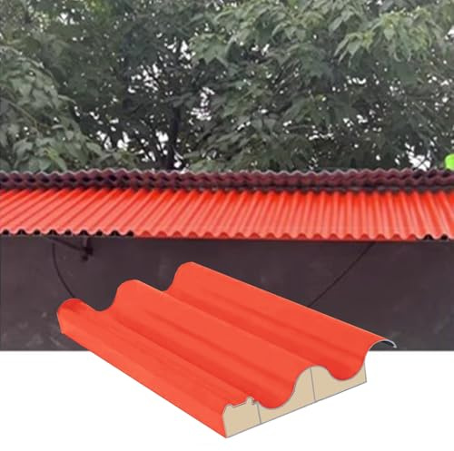 Paneles para Tejado Paneles de Cubierta de Toldo de Aluminio, Paneles Laterales de Bricolaje, Tejas para Techos con Relleno de Policarbonato, Paneles de Techo de Metal para Paneles de Pared(Orange,L-0