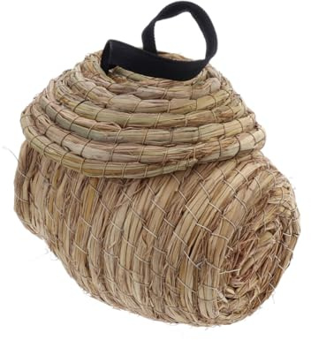 BESTonZON Nid De Paille Tissé à Nichoir Paille Naturelle pour Perruches Et Petits Animaux Habitat Confortable