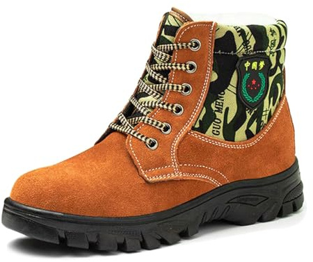Zapatos de trabajo para hombre de invierno 2026, botas sin tobillo, fáciles de limpiar, suela de lengüeta, viajes, oficina, clima frío, piel Chelsea impermeable, antideslizante, Amarillo, 38 2/3 EU
