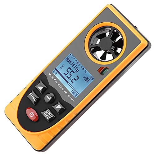 KIMISS Tragbarer Windgeschwindigkeitsmesser GM8910, Multifunktionales LCD-Display, Digitaler Anemometer – Hand-Windmesser für den Außenbereich