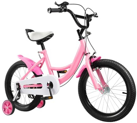 AOAPUMM 16 tums barncykel cykel barncykel med stödcykel, nybörjare cykel cykel med stödhjul, för pojkar och flickor från 4–8 år (rosa)