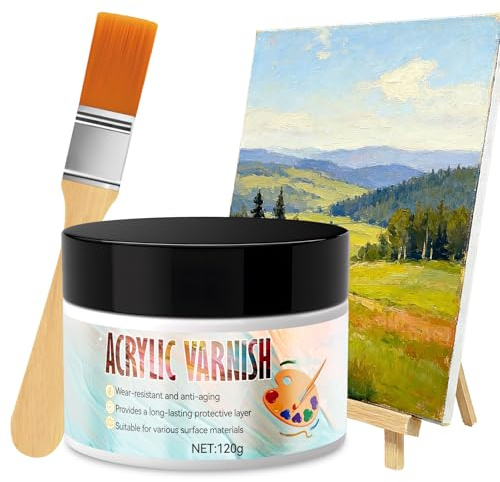 Vernice Lucida per Pittura Acrilica, Vernice per Colori Acrilici, Vernice Acrilica Lucida, Fornisce uno Strato Protettivo Lunga Durata, Pittura Olio, Acrilico, Inchiostro Colori Pastello, 120 g