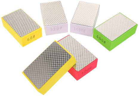 HIAKDOFT Set 6 Tamponi Abrasivi Diamantati per Lucidatura Manuale Blocchi Leviganti per Piastrelle in Ceramica e Pietra Grane 60-1000 per Lavori Artigianali e Professionali di Levigatura