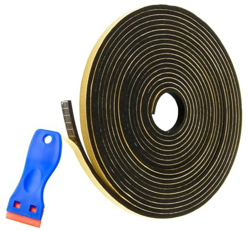 10m Cinta de Sellado Autoadhesiva, Junta Placa Vitrocerámica con Rascador Pequeño, 6mmx3mmx10m, Cinta Resistente al Calor para Embellecedor Vitrocerámica, Placa de Cocina y Fregaderos Sellado Fiable