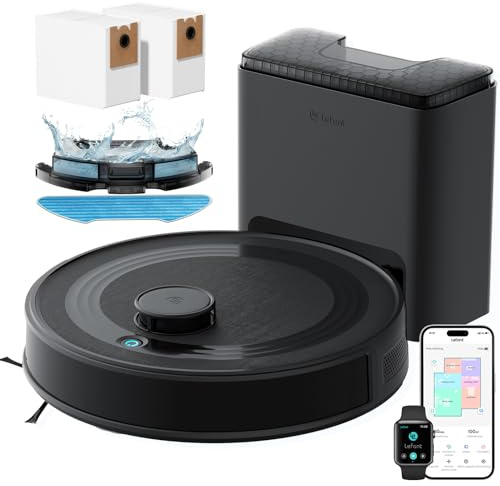 Lefant M2 Plus Robot Aspirapolvere Lavapavimenti con Mappatura, 6000Pa, Stazione di Raccolta 2,5L, Navigazione Laser dToF +Ostacoli PSD, Pulizia Personalizzata, WiFi/App/Alexa