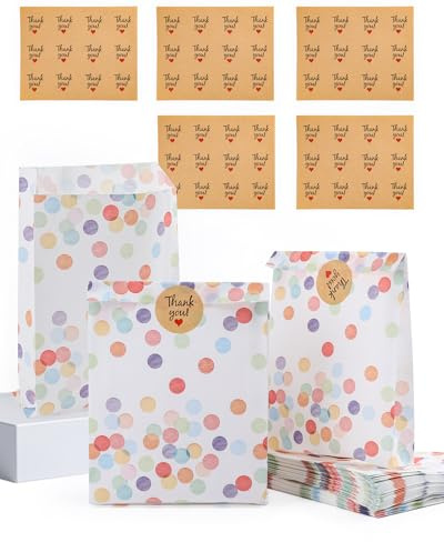 Acual 50 Bolsas Chuches Cumpleaños Antigrasa con 60 Pegatinas 19x13x3cm