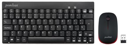 Perixx PERIDUO-712 Combo Teclado Pequeño y Ratón Inalámbrico, Color Negro, Español QWERTY con Ñ