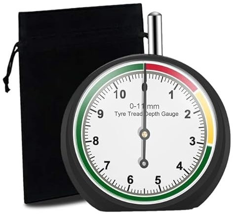 VERGO Manometro Di Profondità Battistrada Pneumatici - Misuratore Calibro del Battistrada – 0-11mm (0-0.43 pollice) –44mm(1,7 pollice)Diametro Quadrante - Per Auto Moto Motocicletta-Sacchetto Incluso