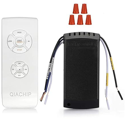 QIACHIP Wireless Ventilatore Lampada Telecomando Kit Universale Soffitto Luce Controllo 220V Interruttore Con 3 Velocità e 4 Timer,Ventilatori Ricevitore e Trasmettitore Per Casa, Ufficio, Hotel