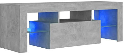 vidaXL Modern TV Cabinet with RGB LED Lights in Concrete Grey - Television Stand - Entertainment Unit - Media Storage - Engineered Wood
