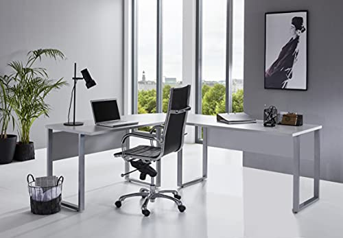 BMG-Moebel.de Büromöbel komplett Set Arbeitszimmer Office Edition in Lichtgrau/Anthrazit Hochglanz (Schreibtisch ohne Rollcontainer)
