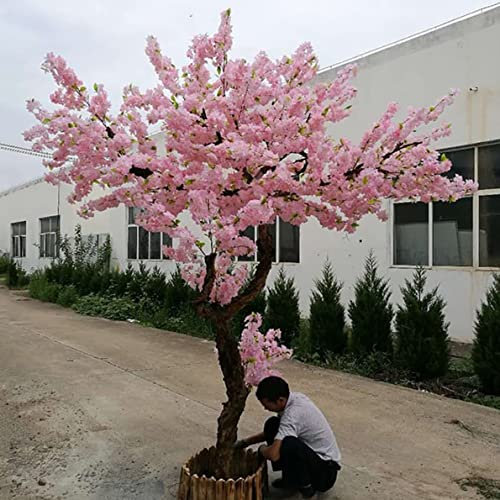 FENGSSLL Kunstbaum Rosa künstlicher Kirschbaum, Simulationsbaum for Hochzeit Innen-Outdoor-Dekoration, Massivholzkofferraum und künstliche Blütenblätter Kunstpflanze,2x2m/6.6x6.6ft