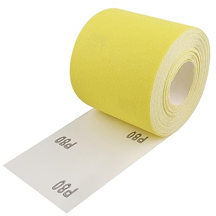 Shineboc Sandpaper Roll Yellow, 93mm x 10m, 80 Grit, Quartz Sand Abrasive Sanding Paper for Wood, Metal, Paint, Plaster, Filler, Automotive, Compatible with Machine Sanders