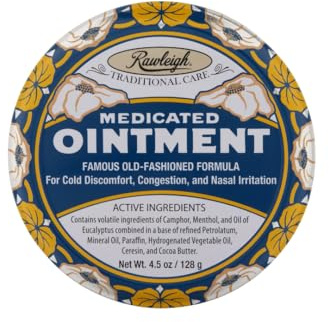 Rawleigh Medicated Ointment: 4.5 oz Blue Tin, Adults & Kids: Topical Chest Rub for Cold, Nasal Congestion, with Camphor, Menthol & Eucalyptus, Non-Greasy Formula - Pack of 1