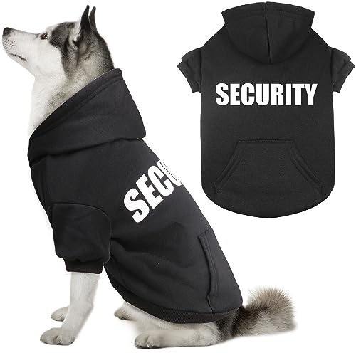 Dog Sweaters for Large Dogs Security Dog Hoodie Soft Brushed Fleece Clothes Sweatshirt with Pocket(XL)
