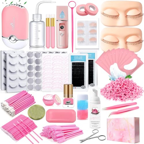 Kit D'extension de Cils Pour Débutants tête Mannequin Faux cils Après Remplacement Des Paupières Pratique Bande de Cils Pince Visage Colle USB Ventilateur Pro Set