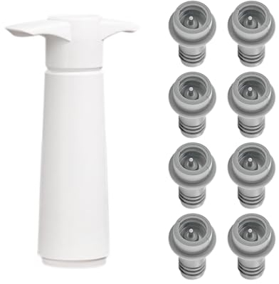 KRYMSON 1 pompa sottovuoto per bottiglie di vino, 8 tappi sottovuoto per vino, accessori per vino, pompa per vuoto, adatta per vino rosso, vino