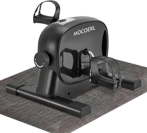 MOCOERL Mini-Fahrrad, Mini-Heimtrainer, Beinmaschine, digital, unter dem Schreibtisch, Fahrrad, Arm und Bein, Pedalgerät mit LCD-Display (Schwarz)