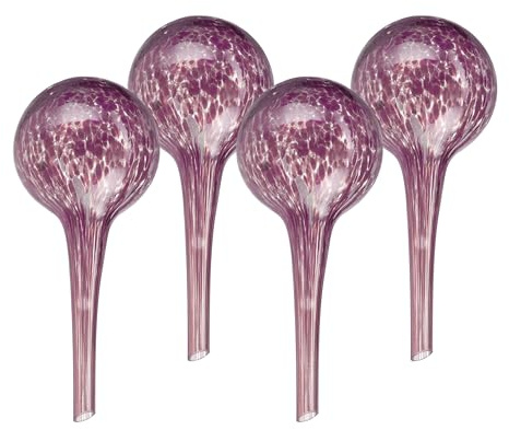 Relaxdays Sfere per Irrigazione, HxD: 15x6 cm, Set da 4 Irrigatori Automatici per Piante e Fiori in Vacanza, Vetro, Nero