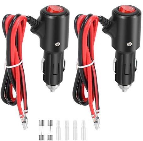 2 Stuks zigarettenanzünder stecker 12V/24V Zigarettenanzünder Verlängerungskabel mit Schalter–55 cm, Ideal für Autos, Wohnmobile und Lastwagen, Schützt vor Überlastung mit 15A Sicherung
