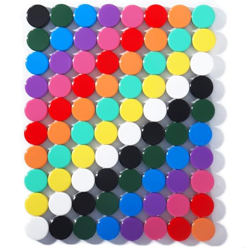 DUJEQM Aimant Puissant, 80Pcs 10 Couleurs Aimant Frigo | Aimants Tableau Magnétique | Mini Magnet Frigo | 10 Couleurs Petit Aimants Plat | Aimant Tableau Blanc Aiment pour École, Cuisine et Bureau