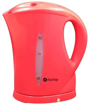 Maya Range Cordless Electric Kettle 1.7 Litre 2200W Plastic BPA Free Boil Dry Protection & Auto Shut Off With Safety Locking Lid, Wide Easy Fill Opening, Power Indicator Light (Red)