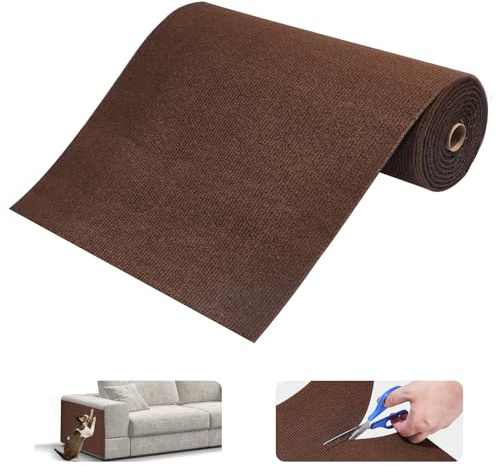 Ricyea Klösmatta, självhäftande, katt, klösbräda, klösvägg, gör-det-själv klösmatta, kattrepor, möbelskydd för soffa, vägg (brun, 40 x 300 cm)