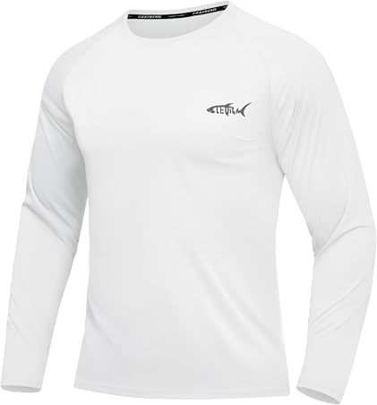 DEHORU Men's UPF 50+ Long Sleeve Rash Guard Swim Top UV Shirt(WT L) White