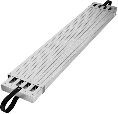 GarveeTech 6-9 ft Telescoping Plank, Aluminum Work Plank, 440 LBS Capacity, Aluminum Scaffolding Plank with Skid-Proof Platform Scaffold Ladder Accessory