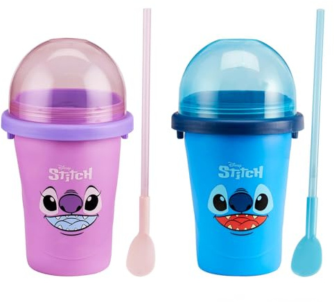 BANDAI - Chillfactor - Disney Stitch ou Angel - Mug à granité fourni avec paille - Modèle aléatoire, Vendu à l'unité - Fabrication de Glaces maison - Atelier Cuisine Créatif pour Enfant 3 ans et +
