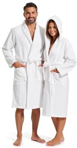 BOSKIMO Unisex badrock med huva i 100 % bomull OEKO-TEX – morgonrock för män och kvinnor – amerikansk curl 420 gsm – mjuk och mycket absorberande