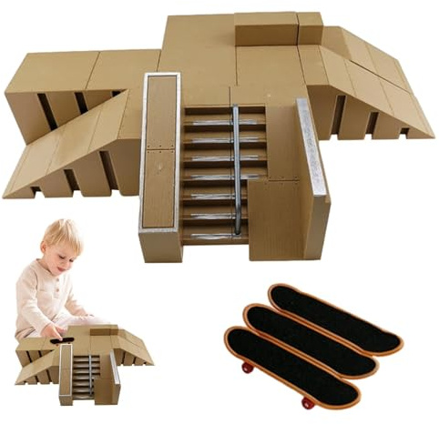 Mini skateboard park, set di rampe per tastiera, giocattolo per allenamento con diversi modelli, accessorio per skateboard, kit per hobby con facile montaggio, giochi per bambini, adulti e