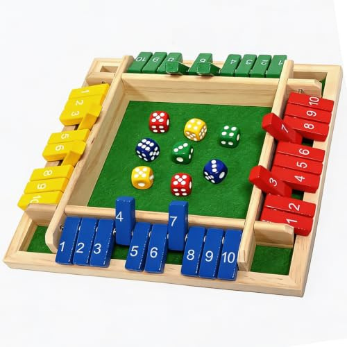 Shut The Box Game, Shut The Box Game 4 Player（8 sieves）, Easter Close TheGame, Classic 2-4 Player Dice Game, Wooden Board Games, Educational Math Number Dice Games for All