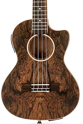 Lanikai 4 String Ukulele, Tenor Thin Line Cutaway Acoustic Electric Ukulele with Bocote Body (FB-CETT)