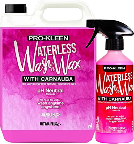 Pro-Kleen Ultima-Plus XP pH Neutral 1 x 5 Litres & 500ml Refill Cherry Splash Car Cleaner Waterless Wash & Wax with Carnauba Wax - Car Shine