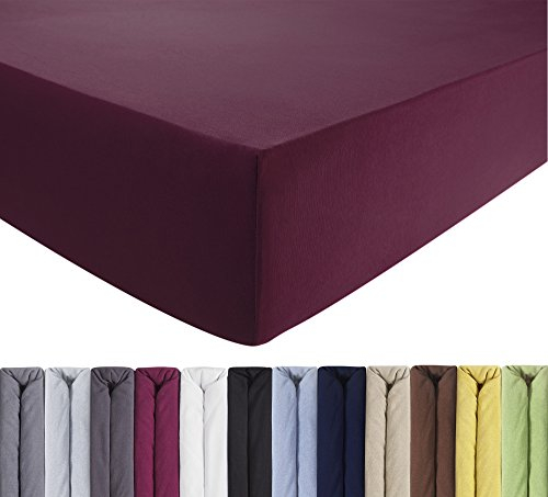 ENTSPANNO Luxus Spannbettlaken 140x200 bis 160x220 cm - Aus Premium Jersey - auch ideal für Wasser- u. Boxspringbett bis 35cm Höhe - Lila-Orchidee