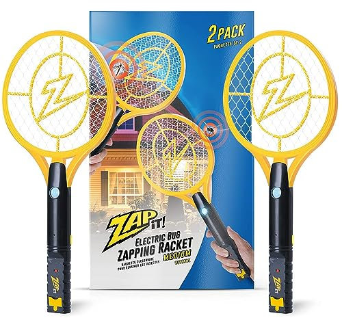 ZAPEZ-Le ! Twin Pack Bug Zappers - Moustique Rechargeable, tapette à Mouches/Tueur et Raquette Anti-Insectes - Chargement USB 4 000 V, lumière LED Super Lumineuse pour Zapper dans l'obscurité