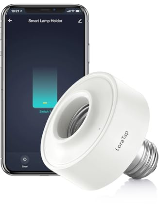 LoraTap Smart Wi-Fi LED Light Bulb Socket Adapter E26 Lamp Holder ﻿Timer, Compatible with Google Assistant and Alexa Voice Control, Smart Life App Control, Max. Watt 30W