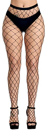 PERAMBRY Women's Pantyhose Fishnet Stockings High Stockings High Waist Suspenders Black