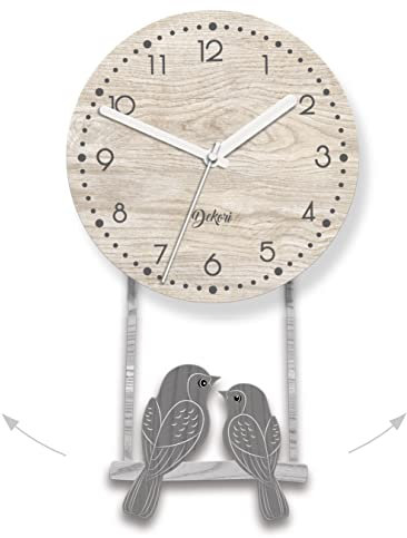 DEKORI - Orologio da Parete Cucina con Uccellini a Pendolo. Preciso e Silenzioso. Arreda e Rallegra ogni Ambiente della Casa, Made In Italy.