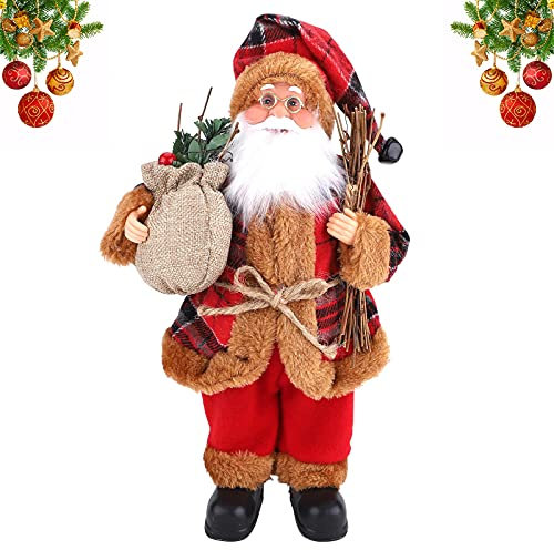 32cm Realistic Santa Claus Figure Standing Traditional Red Santa Claus Figure Xmas Decoration Ornament Doll for Window Table Home Display Christmas Party Decoration Santa Claus A