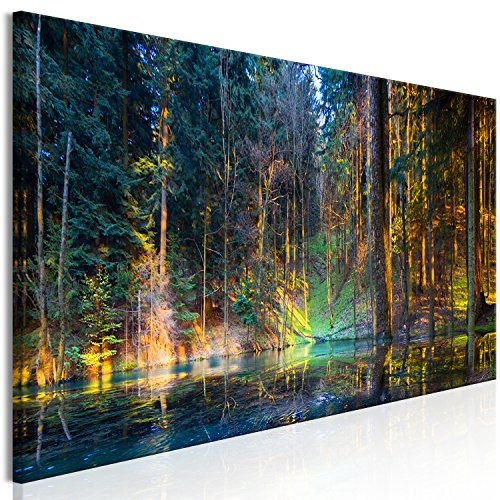 murando Cuadro Acústico Bosque 120x40 cm espuma acústica absorbe el sonido aislamiento lienzo de 1 pieza Decoración de Pared Lago Paisaje c-B-0376-b-a