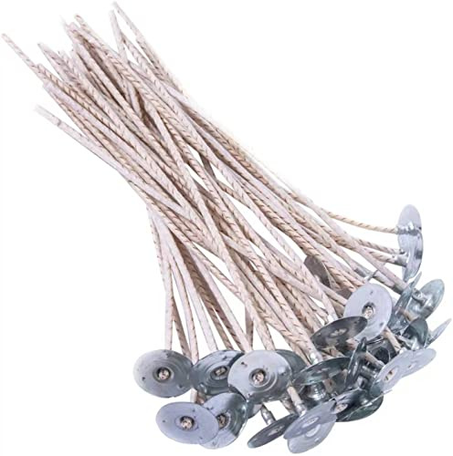 100 mechas ECO de 10 mechas para velas de soja, mechas de vela preenceradas de 6 pulgadas para hacer velas, mechas gruesas de vela con base