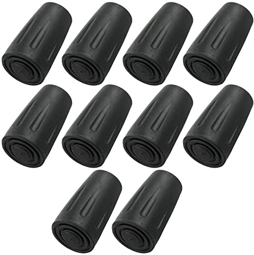 Promenadstav, gummispetsar, promenadkäpp, hylsor, 11 mm reservreservdel gummipö ändar vandringsstavar, för vandring, camping, klättring, 10 st (svart)