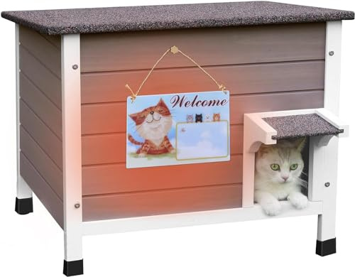 HiCaptain Outdoor Cat House, 100% insulated cat house with 6-sided foam, weatherproof outdoor cat hut for several cats, outdoor cat house winter-proof 61 x 51 x 54 cm