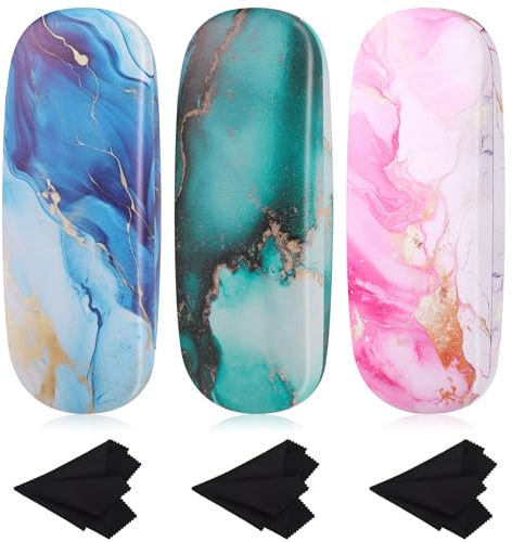 Camptrip 3 Stück Brillenetui Hardcase, Brillenetui Personalisiert Groß Tragbar Brillentasche mit Brillenputztuch für damen Brillen und Sonnenbrille