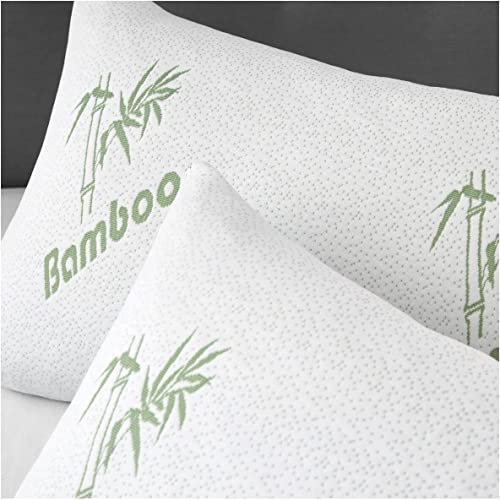 Best Linen Bamboo Memory Foam Pillow Neck & Shoulder Support Sleeping Comfortable Bed Pillows Hypoallergenic & Antibacterial Vacuum Packed (Pack Of 1, White)